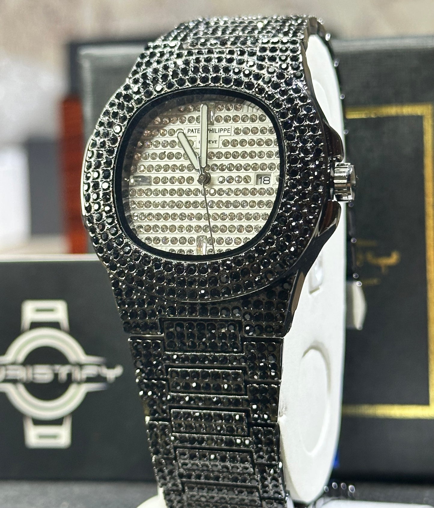 Patek Phillippe Black & White Ice-Toned Watch