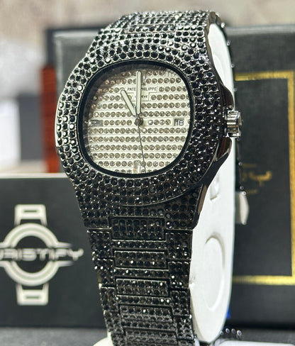 Patek Phillippe Black & White Ice-Toned Watch