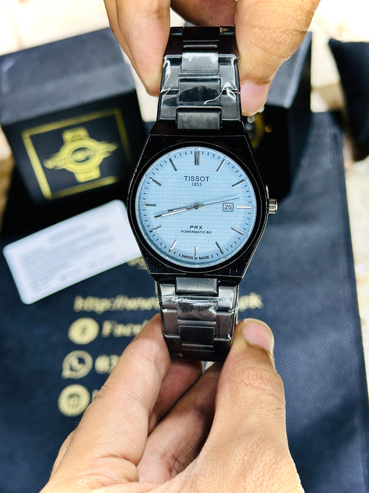 TISSOT PRX POWERMATIC ice blue tiffany blue